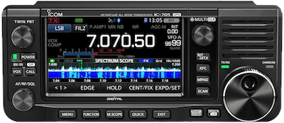 A picture of an Icom IC-705 radio.