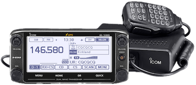 A picture of an Icom ID-5100ad dual band mobile transceiver