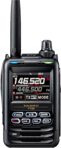 A picture of a Yaesu FT5DR dual band handheld transceiver.
