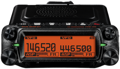 A picture of a Yaesu FTM-150RASP mobile transceiver.